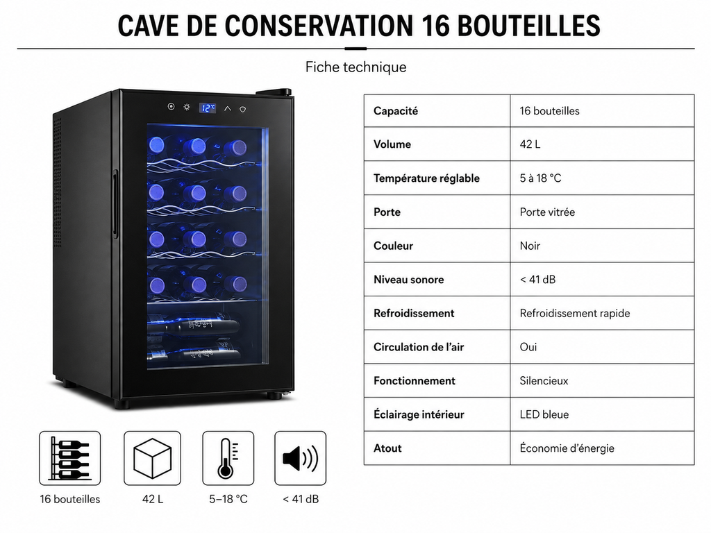 Cave à Vin 16 bouteilles | Maison Vinéra